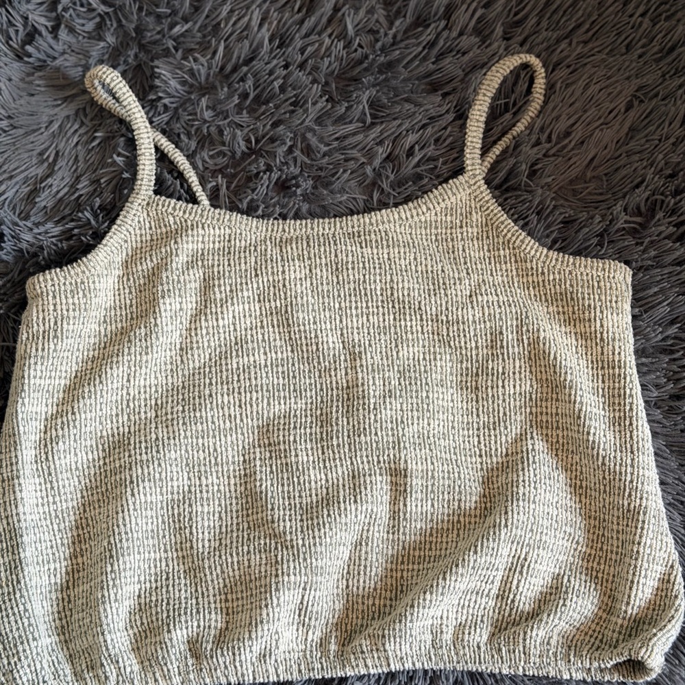 LOFT Cream Knit Spaghetti Strap Crop Tank